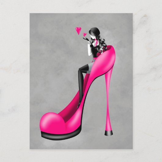 Modebewuste vrouw in stiletto  ansichtkaart briefkaart (Voorkant)