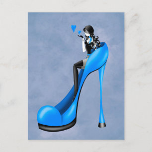 Modebewuste vrouw in stiletto ansichtkaart briefkaart