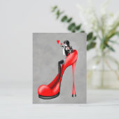 Modebewuste vrouw in stiletto ansichtkaart briefkaart (Staand voorkant)
