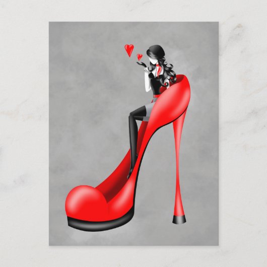 Modebewuste vrouw in stiletto ansichtkaart briefkaart (Voorkant)