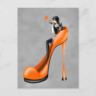 Modebewuste vrouw in stiletto  ansichtkaart briefkaart