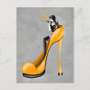 Modebewuste vrouw in stiletto  ansichtkaart briefkaart