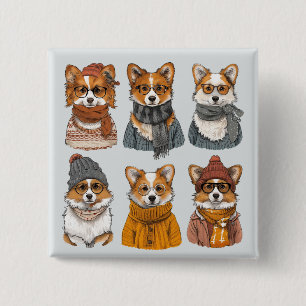 Modebewuste Welshe Corgi-honden Vierkante Button 5,1 Cm