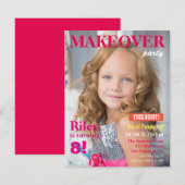 Modeblad Makeover Meiden Verjaardagsfeestje Kaart (Voorkant / Achterkant)