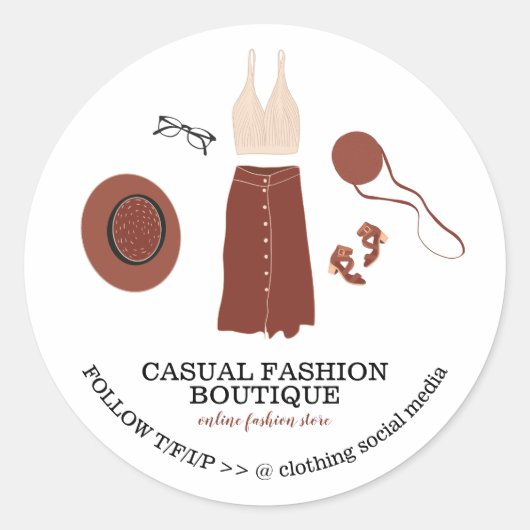 Modeboetiek Boho Hipster Kleding Ronde Sticker (Voorkant)