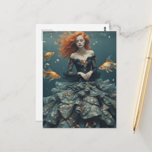 Modefotografie met goudvissen briefkaart