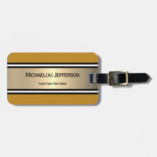 Modegeel Goud Zwart Wit Streep Bagagelabel