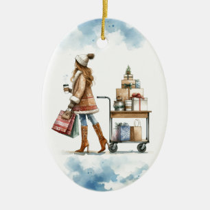 Modegek Holiday Winkel Koffie Kar Persoonlijk Keramisch Ornament