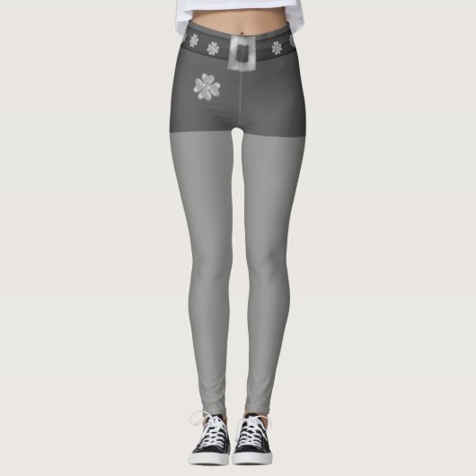 Modegrijs en Zilver Leggings (Voorkant)