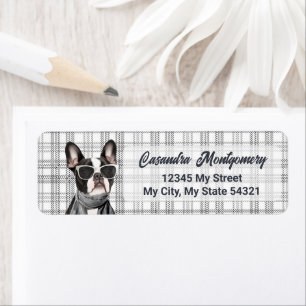 Modehond Boston Terrier-hond geruit adres Etiket