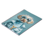 Modehond in blauwe outfit notitieboek (Linkerzijde)