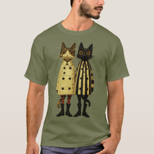 Modekatten – Eccentricale kat in jassen en laarzen T-shirt