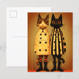 Modekatten – Vreemde kattenjassen en laarzen Briefkaart