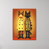 Modekatten – Vreemde kattenjassen en -laarzen Canvas Afdruk (Voorkant)