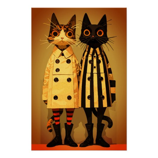 Modekatten – Vreemde kattenjassen en laarzen Perfect Poster (Voorkant)
