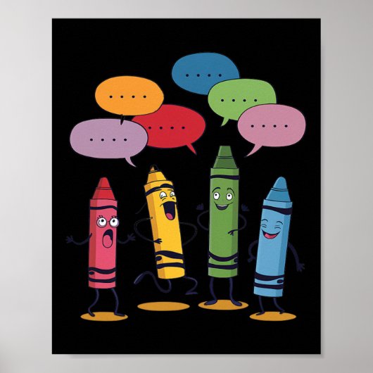 Modekrijt Mood Kleurpotloden Leraar Student Poster (Voorkant)