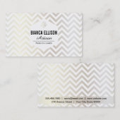 Modekunstenaar II | Versierd, Chevron (Wit Goud) Visitekaartje (Voorkant / Achterkant)