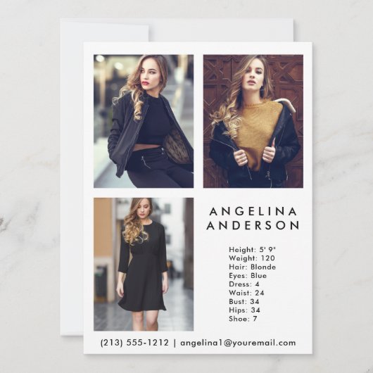 Model Acteur 3 Foto Comp Kaart (Voorkant)