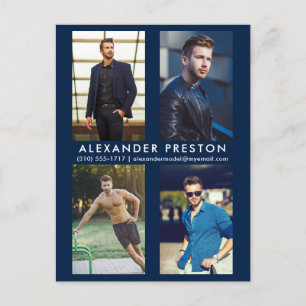 Model Acteur 4 Foto Comp Kaart Blauw Briefkaart