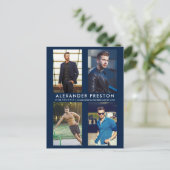 Model Acteur 4 Foto Comp Kaart Blauw Briefkaart (Staand voorkant)