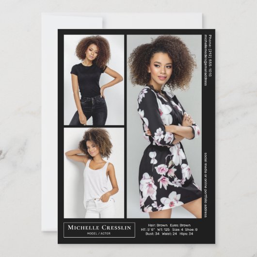 Model Acteur 4 Foto Tweezijdige Zed Kaart Sjabloon (Achterkant)