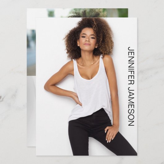 Model Acteur Comp Card | 3 foto's en QR-code Kaart (Voorkant / Achterkant)