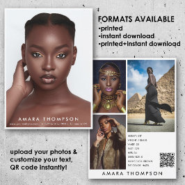 Model Acteur Modelings Comp Card 4 Foto QR Code Kaart