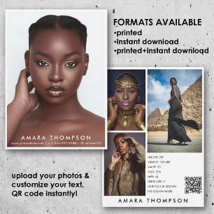 Model Acteur Modelings Comp Card 4 Foto QR Code Kaart