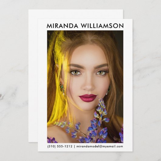 Model Actor 1 Foto Comp Kaart 5x7 White (Voorkant / Achterkant)