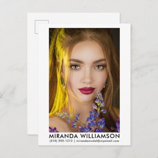 Model Actor 1 Photo Comp Card White Briefkaart (Voorkant / Achterkant)