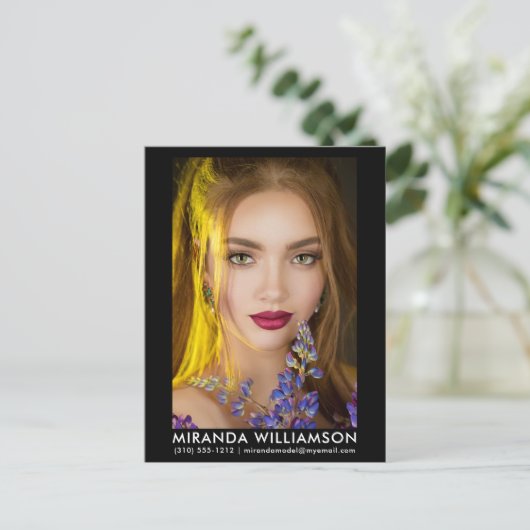 Model Actor 1 Photo Comp Kaart Zwart Briefkaart (Staand voorkant)