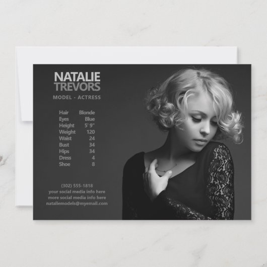 Model Actor 2 Sided 2 Foto 5x7 Comp Zed-kaart Kaart (Achterkant)