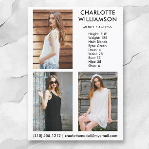 Model Actor 3 Foto Comp Kaart 5 x 7 Wh