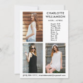 Model Actor 3 Foto Comp Kaart 5 x 7 Wh (Voorkant)