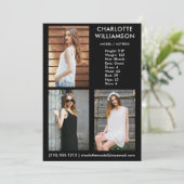 Model Actor 3 Foto Comp Kaart, 5x7 Blk Kaart (Staand voorkant)