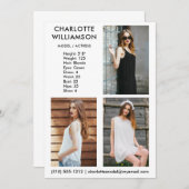 Model Actor 3 Foto Comp Kaart 5x7 W (Voorkant / Achterkant)