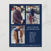 Model Actor 3 Foto Comp Kaart Blue - Briefkaart (Voorkant)