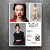 Model Actor 3 Foto Comp Kaart Sjabloon Wit QR