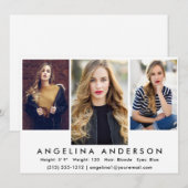 Model Actor 3 Foto Comp Kaart | Witte voorzijde (Voorkant / Achterkant)