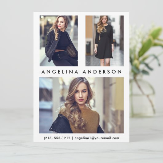 Model Actor 3 Foto Comp Kaart - Witte voorzijde (Staand voorkant)