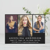 Model Actor 3 Foto Comp Kaart | Zwarte voorzijde (Staand voorkant)