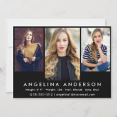 Model Actor 3 Foto Comp Kaart | Zwarte voorzijde (Voorkant)