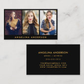 Model Actor 3 Foto Gold en zwart Visitekaartje (Voorkant / Achterkant)