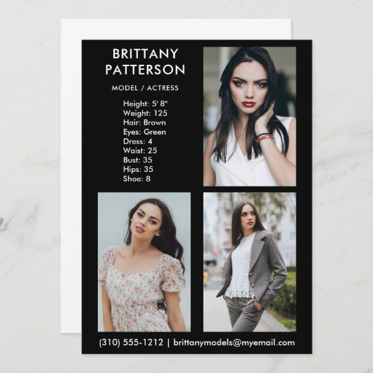 Model Actor 3 Foto Pro Comp Kaart (Voorkant / Achterkant)