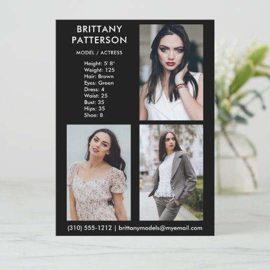 Model Actor 3 Foto Pro Comp Kaart (Staand voorkant)