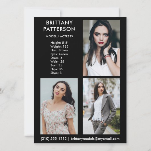 Model Actor 3 Foto Pro Comp Kaart (Voorkant)