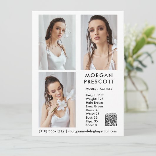 Model Actor 3 Foto Pro Comp Kaart Uw QR-code (Staand voorkant)