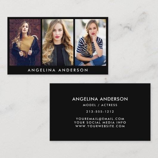 Model Actor 3 Foto Visitekaartje Blk (Voorkant / Achterkant)