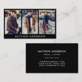 Model Actor 3 Foto Visitekaartje zwart (Voorkant / Achterkant)