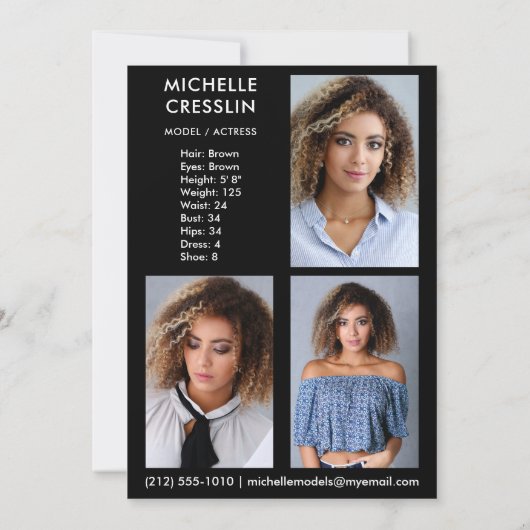 Model Actor 3 Fotoback Comp Zed Card 5x7 Blk Kaart (Achterkant)